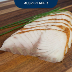 Нарезка филе осетра горячего копчения