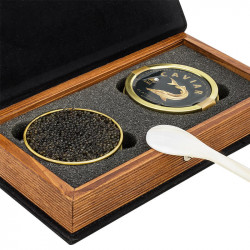 Present box sturgeon caviar «Platinum line» 100g and a caviar spoon, picture 2