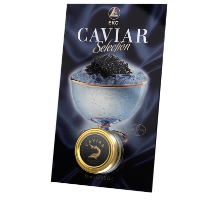 Störkaviar «SELECTION» 25g – Werbebild mit Caviar-Schüssel und Glas