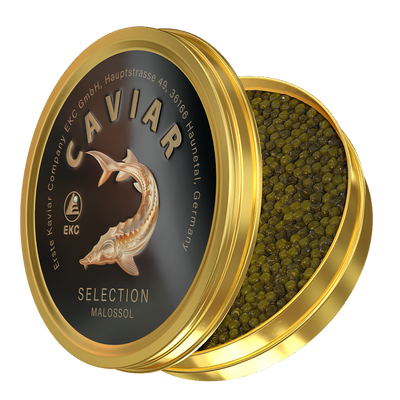 Störkaviar «SELECTION» 500g – geöffnete Dose mit Kaviar