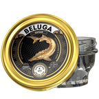 Beluga Kaviar 50g im Glas – Deckelansicht von der Seite