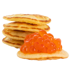 Mini Blinis, 16 Stück – serviert mit rotem Kaviar