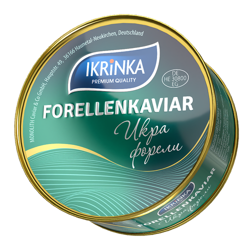 Forellenkaviar Set 19 x 95g – einzelne Dose Deckelansicht 95g