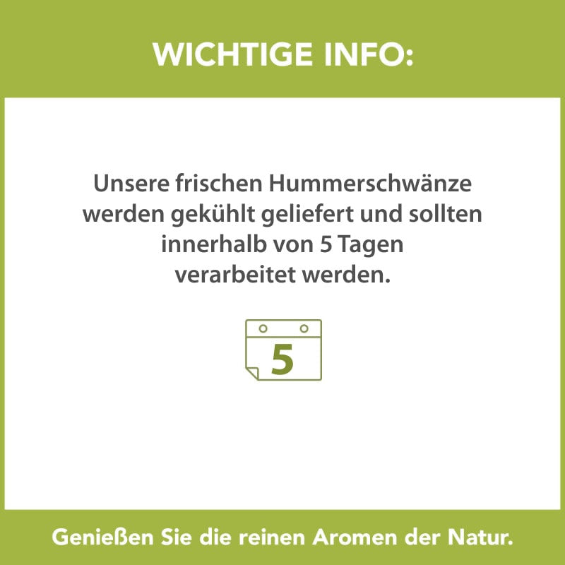 Hummerschwänze – Hinweis zur Kühllieferung und Frische