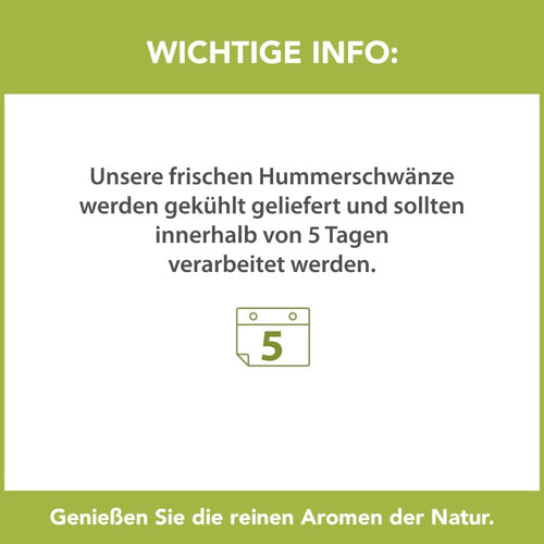 Hummerschwänze – Hinweis zur Kühllieferung und Frische