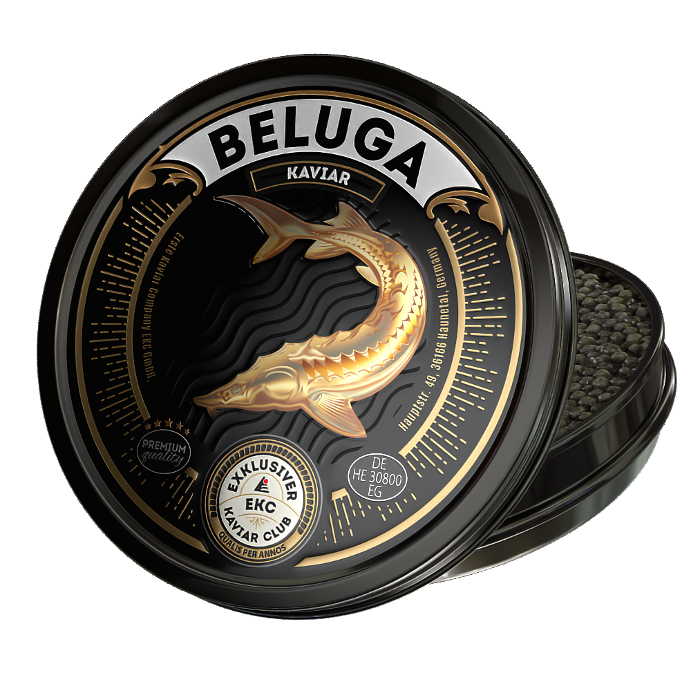 Beluga Kaviar 500g in der Dose – Deckelansicht