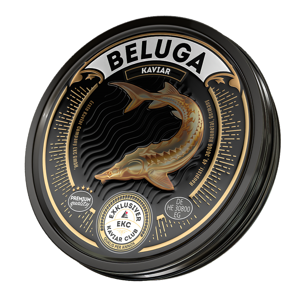 Beluga Kaviar 50g in der Dose – Deckelansicht