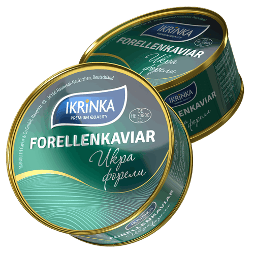 Forellenkaviar Set 19 x 95g – zwei IKRiNKA Forellenkaviar-Dosen