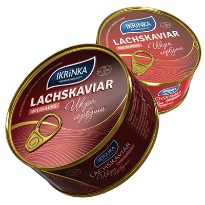 Lachskaviar Gorbuscha Set 16 x 95g – zwei IKRiNKA Lachskaviar-Dosen