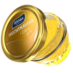 Hechtkaviar 100g im Glas – Schrägansicht mit gelbem Kaviar