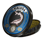 Kaluga Kaviar 100g in der Dose – Schrägansicht mit Kaviar
