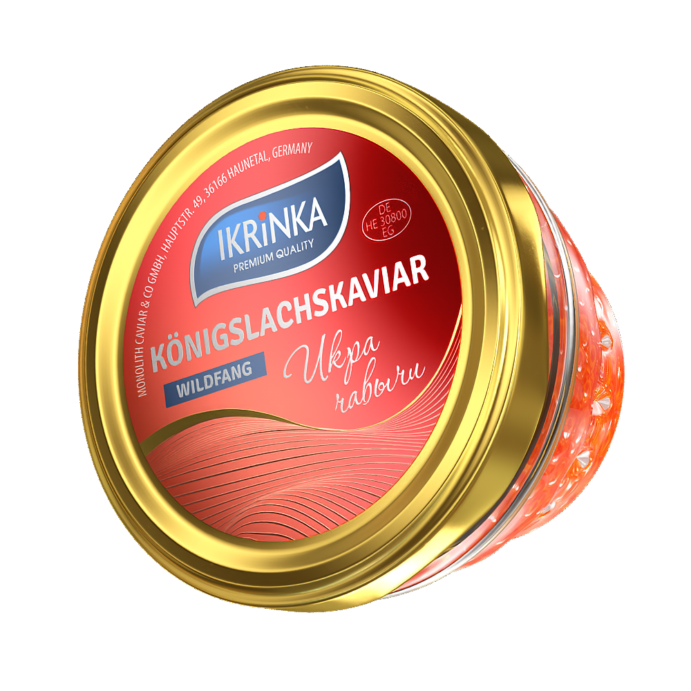 Königslachskaviar «Classic» 100g im Glas – Frontalansicht