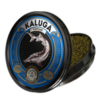Kaluga Kaviar 50g in der Dose – Schrägansicht mit Kaviar