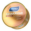 Keta Lachskaviar 95g in der Dose – Deckelansicht mit IKRiNKA Logo