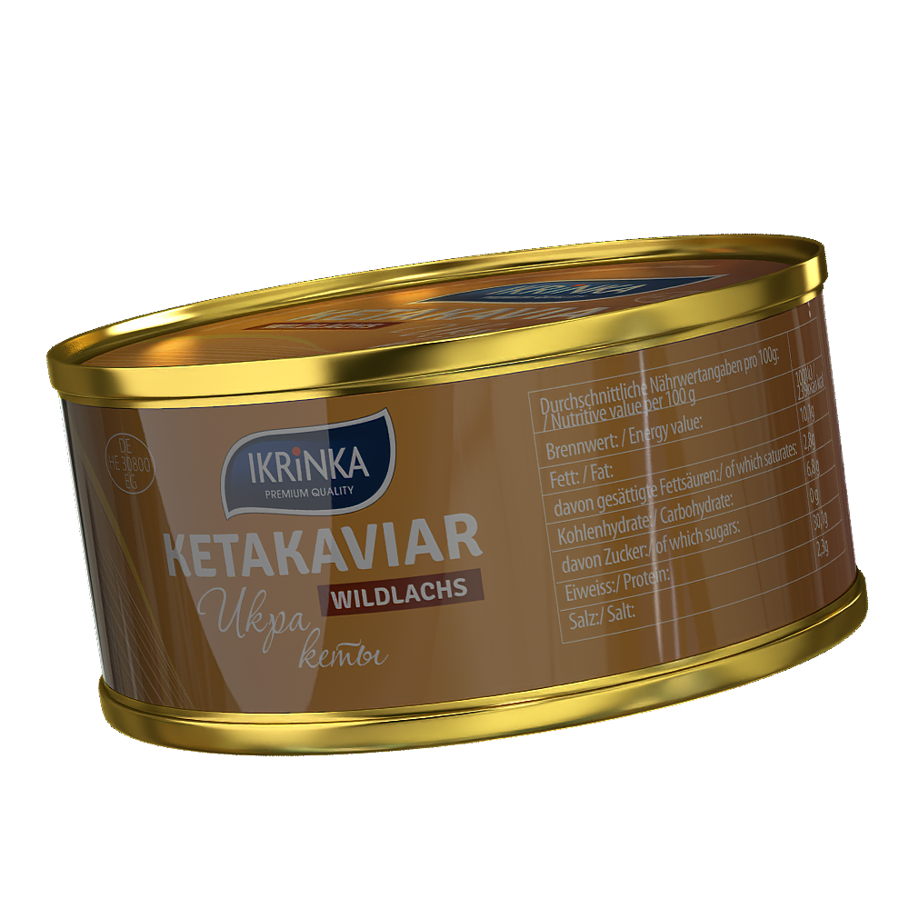 Keta Lachskaviar 95g in der Dose – Seitenansicht mit Etikett