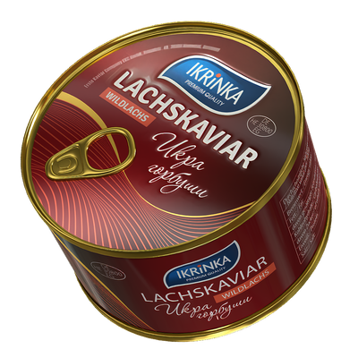 Lachskaviar Gorbuscha «Rote Perle» 450g – Dose Schrägansicht