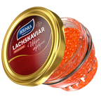 Lachskaviar Gorbuscha «Classic» – Glas mit rotem Kaviar, sichtbare Kaviarperlen durch das Glas