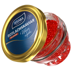 Rotlachskaviar «Classic» 100g im Glas – Schrägansicht mit Kaviar