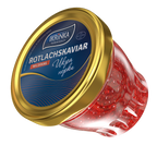 Rotlachskaviar «Classic» 100g im Glas – geöffnetes Glas mit Kaviar
