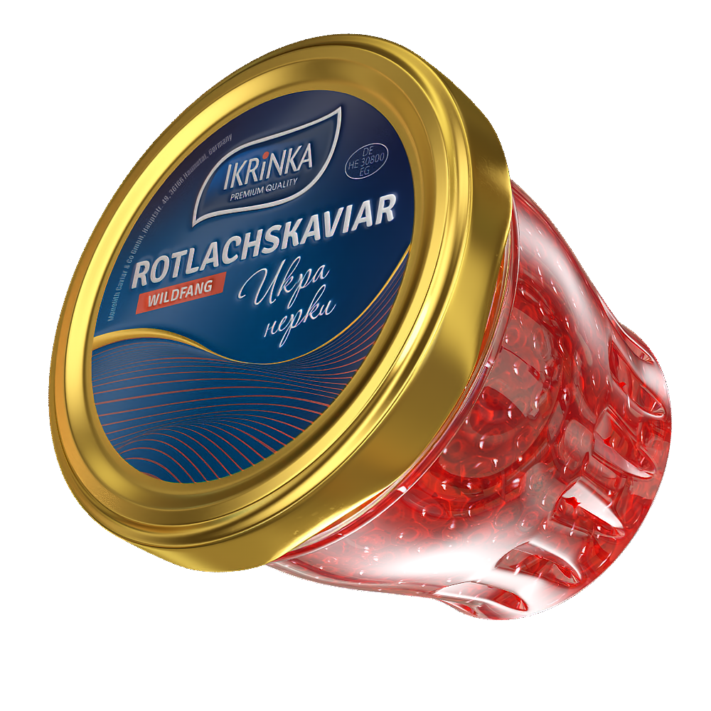 Rotlachskaviar «Classic» 100g im Glas – geöffnetes Glas mit Kaviar