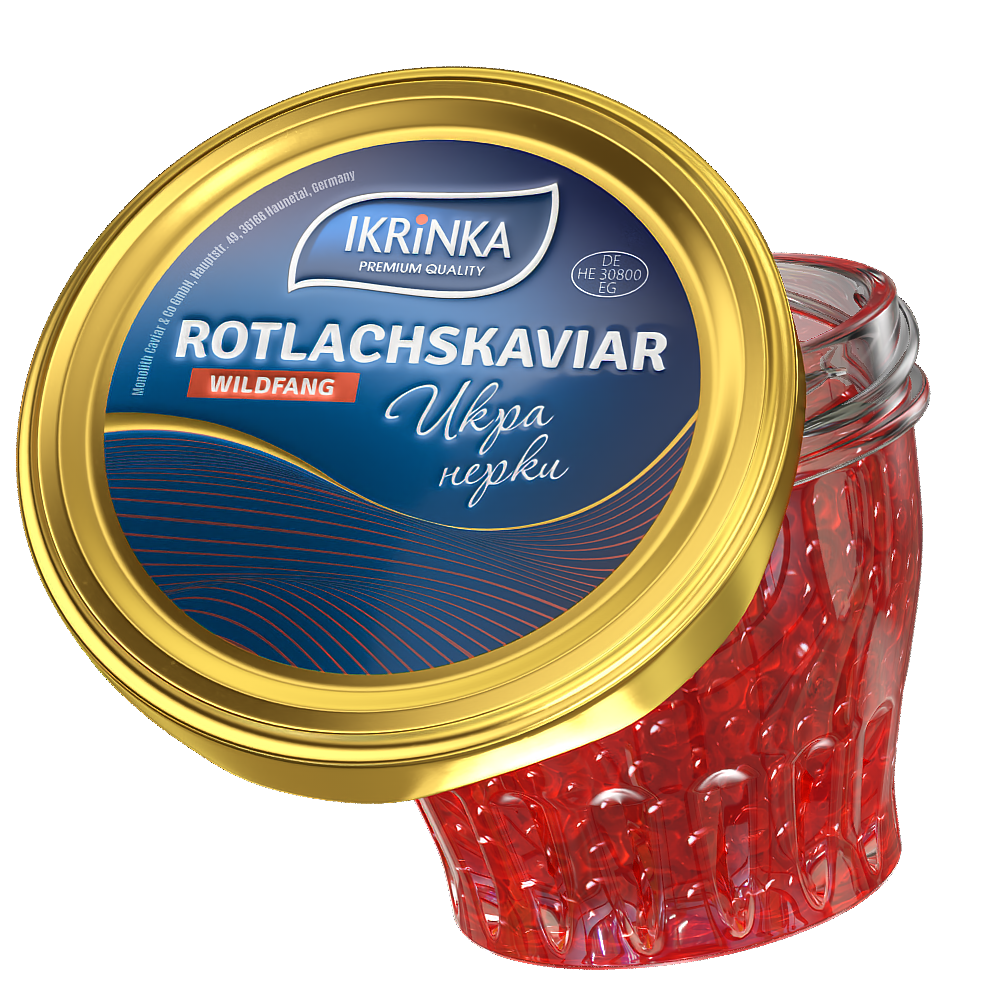 Rotlachskaviar «Classic» 100g im Glas – geöffnet mit Kaviar