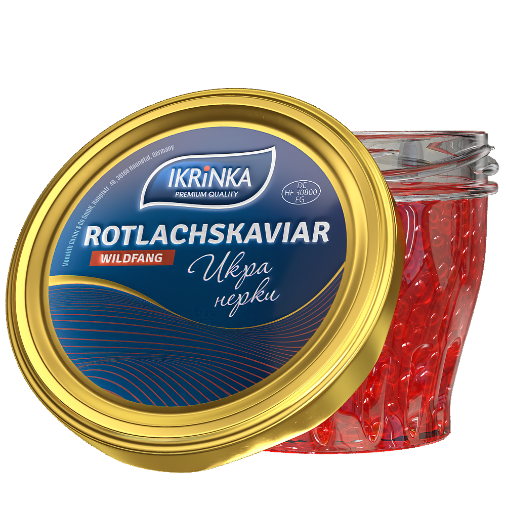 Rotlachskaviar «Classic» 100g im Glas – Deckel von oben
