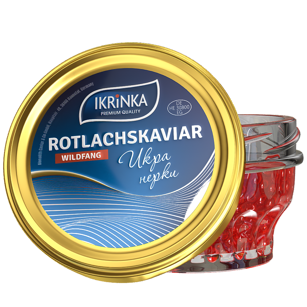Rotlachskaviar «Classic» 100g im Glas – Deckelansicht