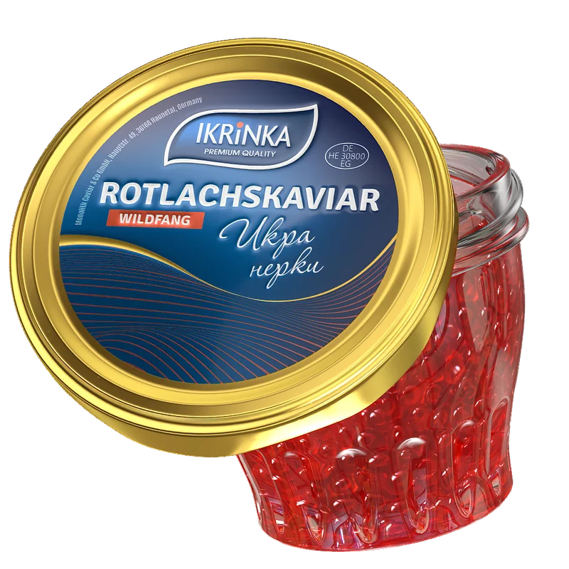 Rotlachskaviar «Classic» – Glas mit rotem Kaviar, größeres Format mit sichtbaren Kaviarperlen