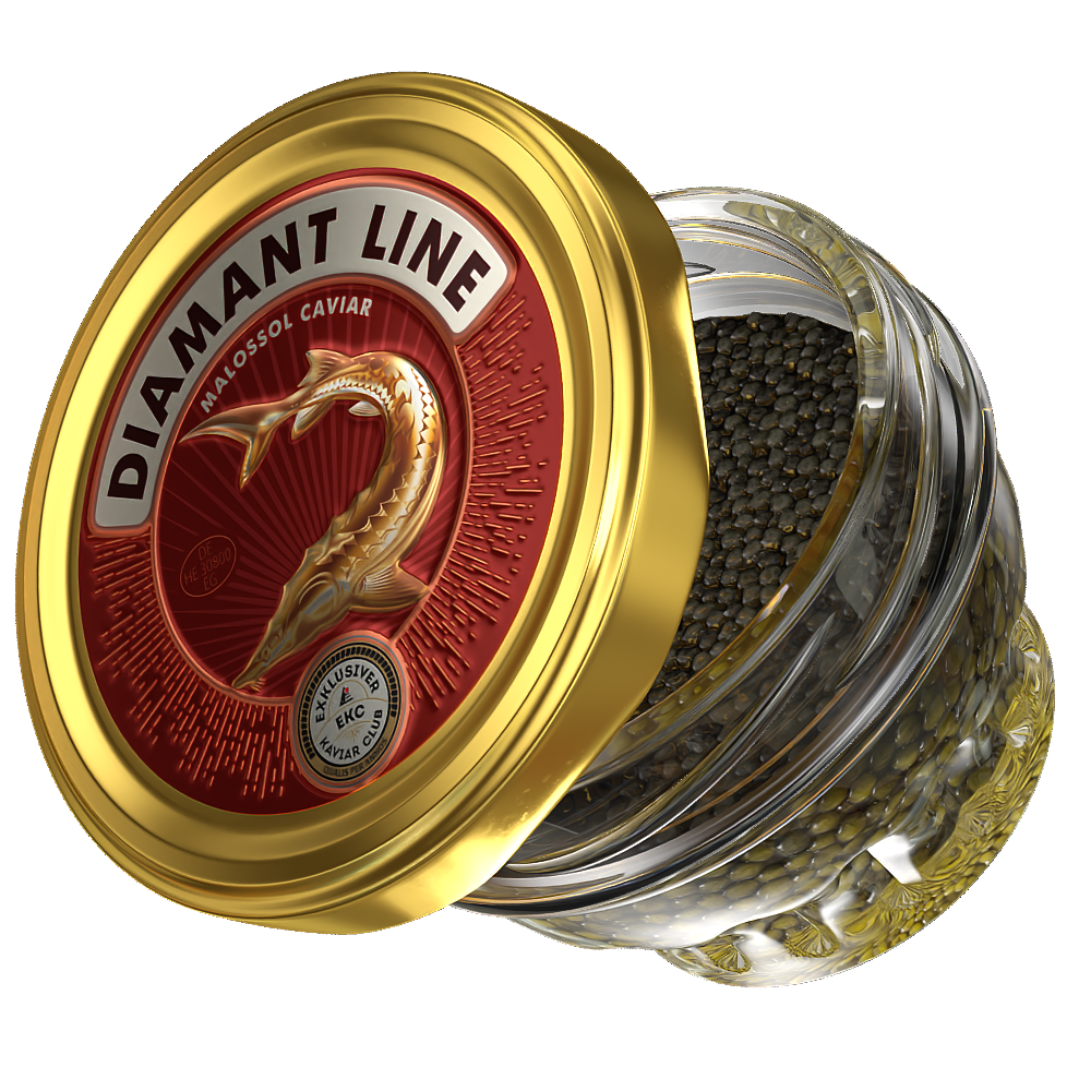 Störkaviar «Diamant Line» 100g im Glas – Frontalansicht mit Kaviar