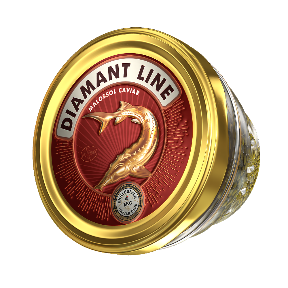 Störkaviar «Diamant Line» 100g im Glas – Detailaufnahme Deckel