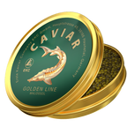 Störkaviar «Golden Line» 100g in der Dose – Schrägansicht mit Kaviar