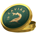 Störkaviar «Golden Line» 100g in der Dose – zwei Dosen gestapelt