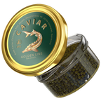 Störkaviar «Golden Line» – geöffnetes Glas mit Kaviar