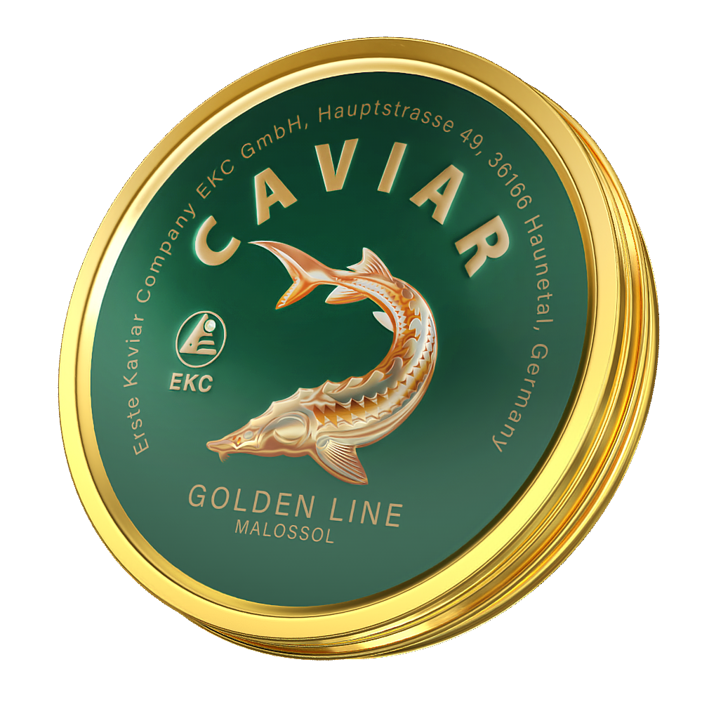 Störkaviar «Golden Line» 50g in der Dose – Deckelansicht