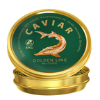 Störkaviar «Golden Line» 50g in der Dose – zwei Dosen gestapelt