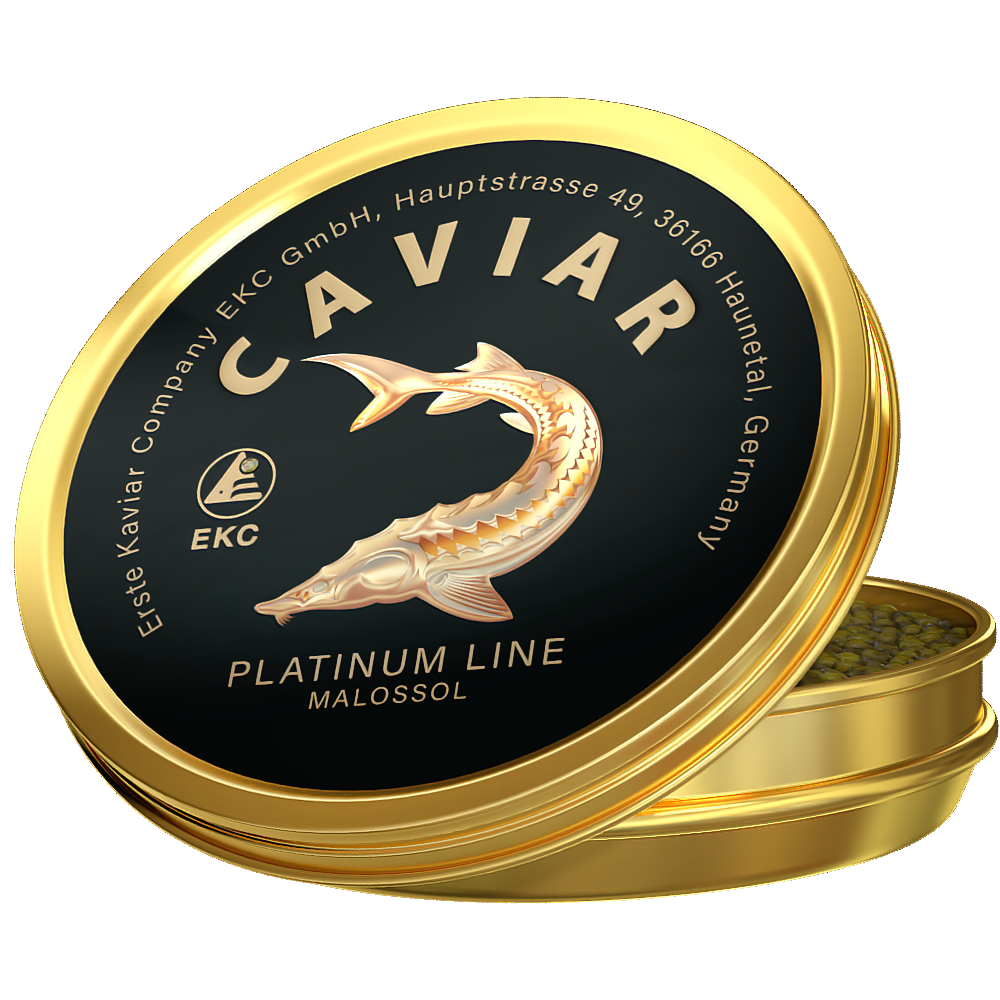 Störkaviar «Platinum Line» 100g in der Dose – zwei Dosen gestapelt