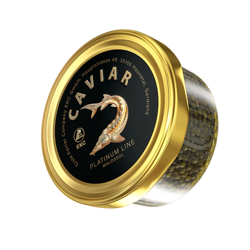 Störkaviar «Platinum Line» 50g im Glas – Frontalansicht mit Kaviar