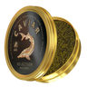 Störkaviar «SELECTION» 500g – geöffnete goldene Dose mit sichtbarem Kaviar und Störmotiv-Etikett