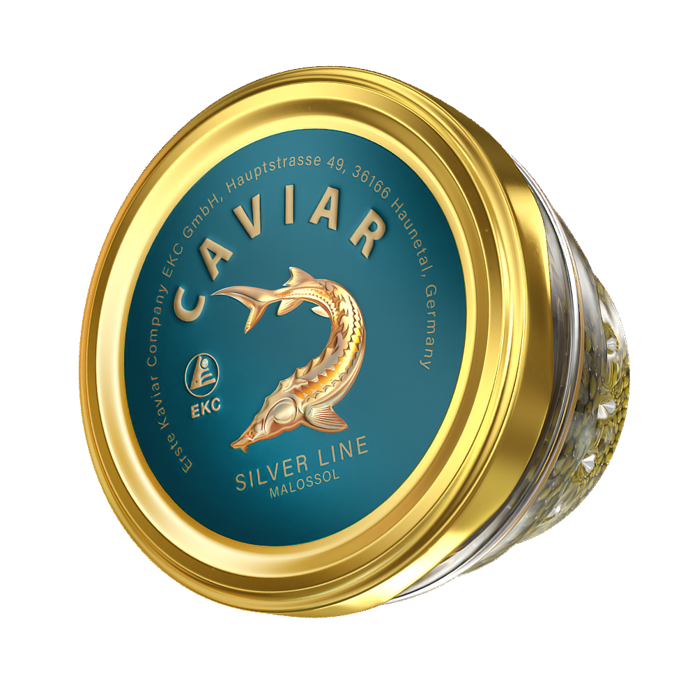 Störkaviar «Silver Line» 100g im Glas – Deckelaufnahme von oben