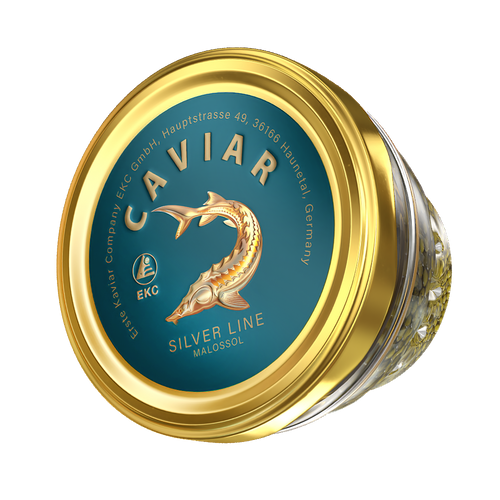 Störkaviar «Silver Line» 100g im Glas – Deckelaufnahme von oben