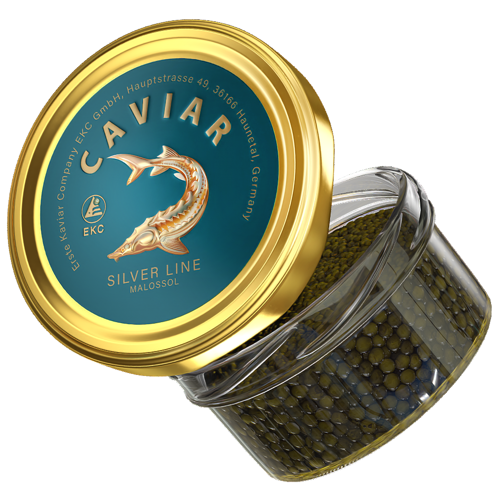 Störkaviar «Silver Line» 50g im Glas – Frontalansicht