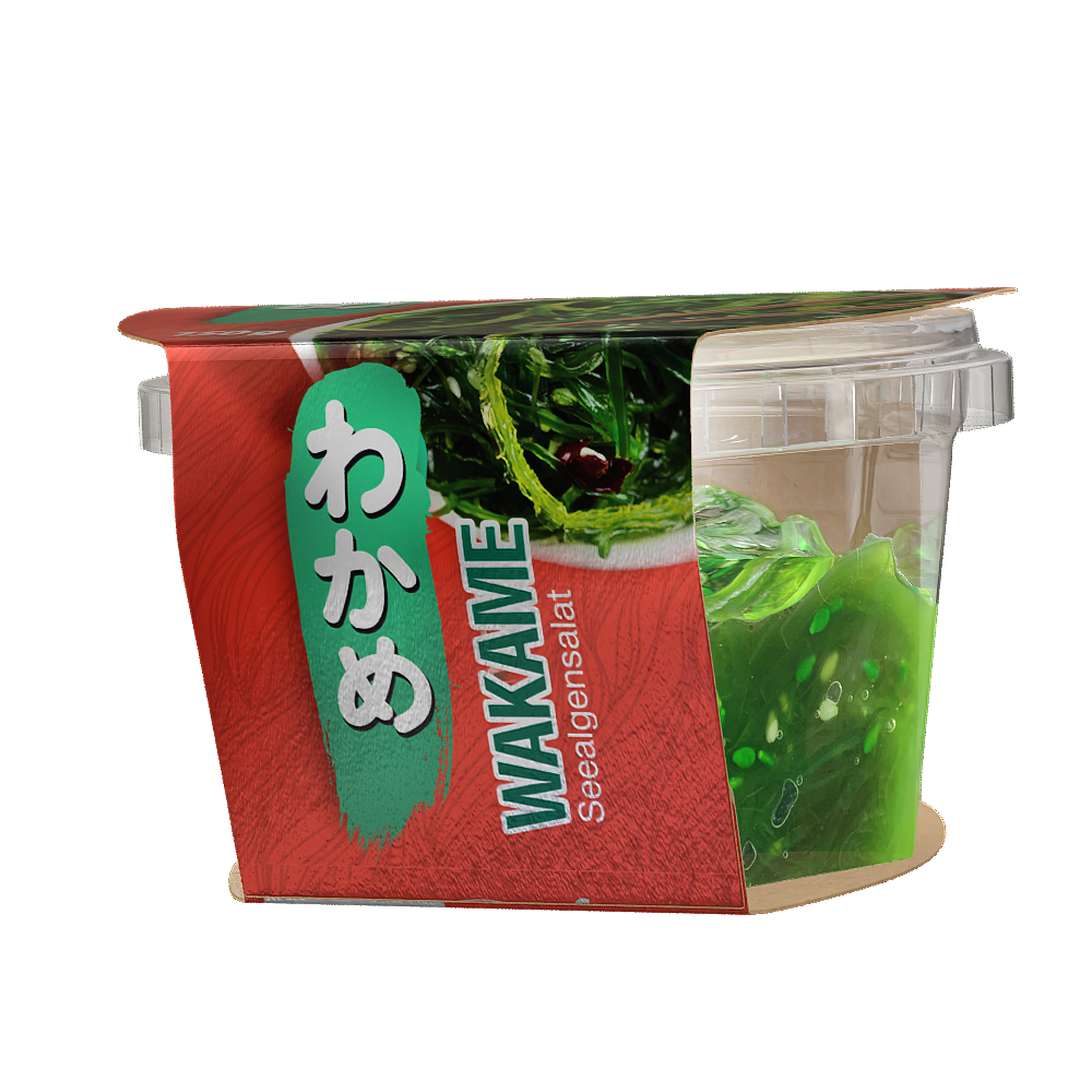 WAKAME Seealgensalat 150g – Seitenansicht mit Salat