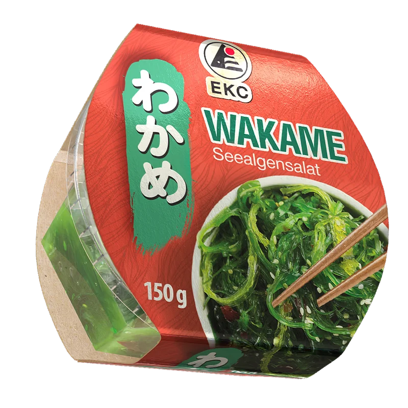 WAKAME Seealgensalat 150g – Frontalansicht der Verpackung mit japanischer Schrift und Salat