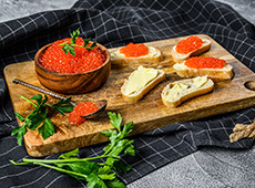 Trout caviar, fresh and rich flavour