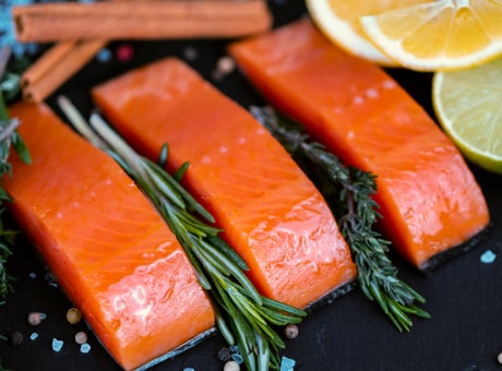 Salmon trout filet cold-smoked
